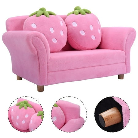 Costway Kids Sofa Strawberry Armrest Chair Lounge Couch W/2 Pillow Costway Kids Sofa Strawberry Armrest Chair Lounge Couch w/2 Pillow Children Toddler Pink - Costway Kids Sofa Strawberry Armrest Chair Lounge Couch W/2 Pillow