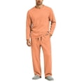 thumbnail image 2 of HAJWOH Mens Pajama Set Long Sleeve Soft Sleepwear with Pocketsand Elastic Drawstring, Comfortable Loungewear for Sleeping, 2 of 5