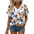 thumbnail image 5 of Odbmxy V-Neck T-Shirts Women Summer Short Sleeve Tops Women Casual Vacation Yellow Graphic Loose Soft Tops, 5 of 6