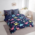 thumbnail image 3 of Manfei Teens Children Cute Dinosaur Twin Bedding Sets 7-Piece,Kawaii Wildlife Dino Bedding Comforter Set Microfiber,Cute Woodland Animal Breathable Sheet Sets,Luxury Bedroom Decor,Reversible, 3 of 8