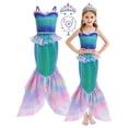 thumbnail image 2 of Conjunto De Sirena Para Niñas, Top De Camisola Y Falda De Cola De Pez, Decoración De Tul Con Estampado De Escamas De Pescado, Disfraz De Cosplay Para Fiesta En La Playa, Ropa Para Niños, 2 of 4