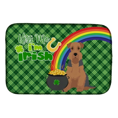 

Grizzle and Tan Airedale Terrier St. Patrick s Day Dish Drying Mat 14 in x 21 in