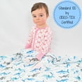 thumbnail image 6 of LollyBanks Baby Blanket for Boys, 100% Cotton Muslin Swaddle Blankets, 47 x 47 Inches Soft and Breathable Receiving Blankets, Cozy Newborn Swaddle, Baby Essentials, Registry (Shark Print), 6 of 6