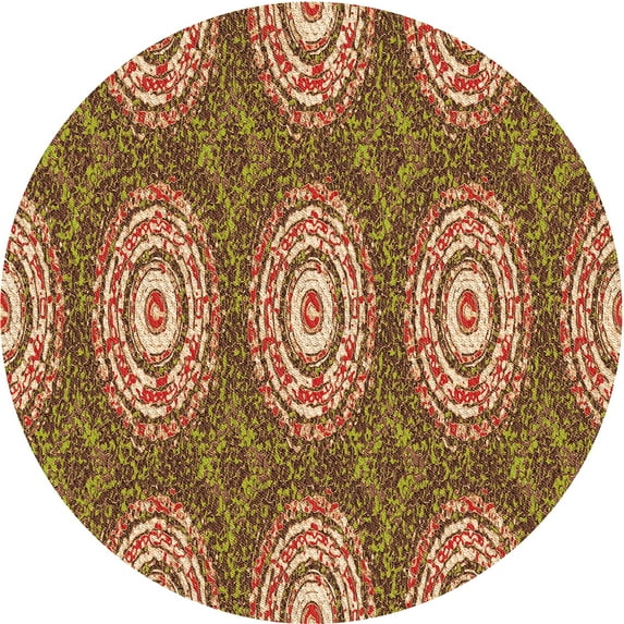 Ahgly Company Machine Washable Indoor Round Transitional Metallic Gold Area Rugs, 8' Round
