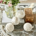 thumbnail image 2 of DecMode White 4" Handmade Carved Ceramic Orbs & Vase Filler with Varying Patterns (4 Count), 2 of 11