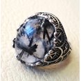 thumbnail image 4 of Black Rutile Mans Ring, Natural Black Rutilated Quartz, Quartz Silver Jewelry, 925 Silver Ring, Gift, Heavy Mens Ring, Arabic Design, Ottoman Style Ring, Christmas, Turkey Mens Signet Ring, 4 of 4