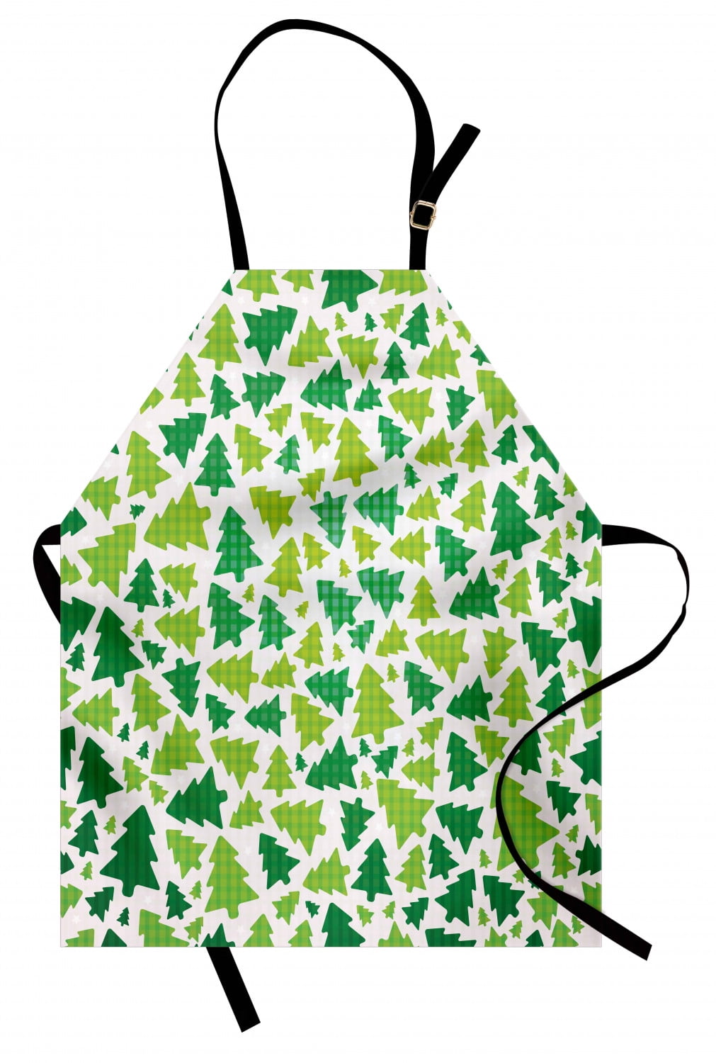 Christmas Apron Simplistic Fir Pine Tree Silhouettes with Checkered ...