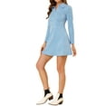 thumbnail image 4 of INSPIRE CHIC Robe Trapèze à Manches Longues pour Femme en Faux Suède à Col à Revers S Bleu Pâle, 4 of 6
