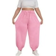 thumbnail image 3 of Plus Size Women's Elastic Waist Sweatpants with Pockets, Loose Fit Long Casual Sport Pants for Daily Wear, Workout, Gym, Lounge, and Outdoor Activities Pink L, 3 of 7