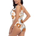 thumbnail image 5 of Yiaed Cute Squirrel Print Women One Piece Swimsuits Tummy Control One Shoulder Bathing Suits Pattern Ruffle Swimwear-Medium, 5 of 8