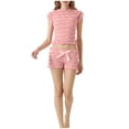 thumbnail image 3 of LEWKW Pajama Sets for Women 2 Piece Sleepwear Ruffle Short Sleeve Crop Top & Shorts Cute Frilly Lettuce Trim Loungewear Summer Soft Nightwear Pjs, 3 of 4