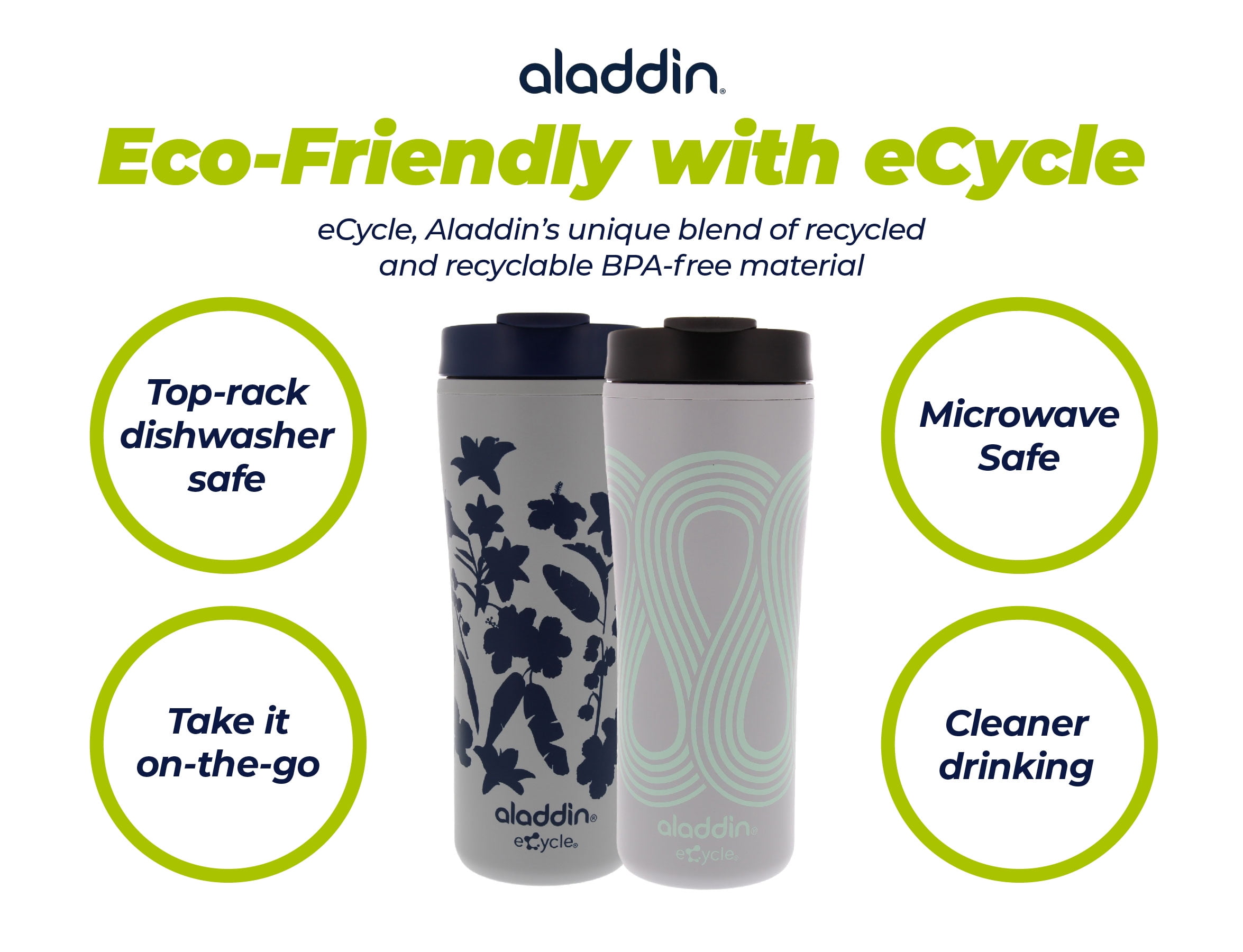 Aladdin eCycle Coffee Travel Mug, 16oz Tumbler with Leakproof Lid- Insulated  Coffee Mug Fits in Cupholder - Walmart.com