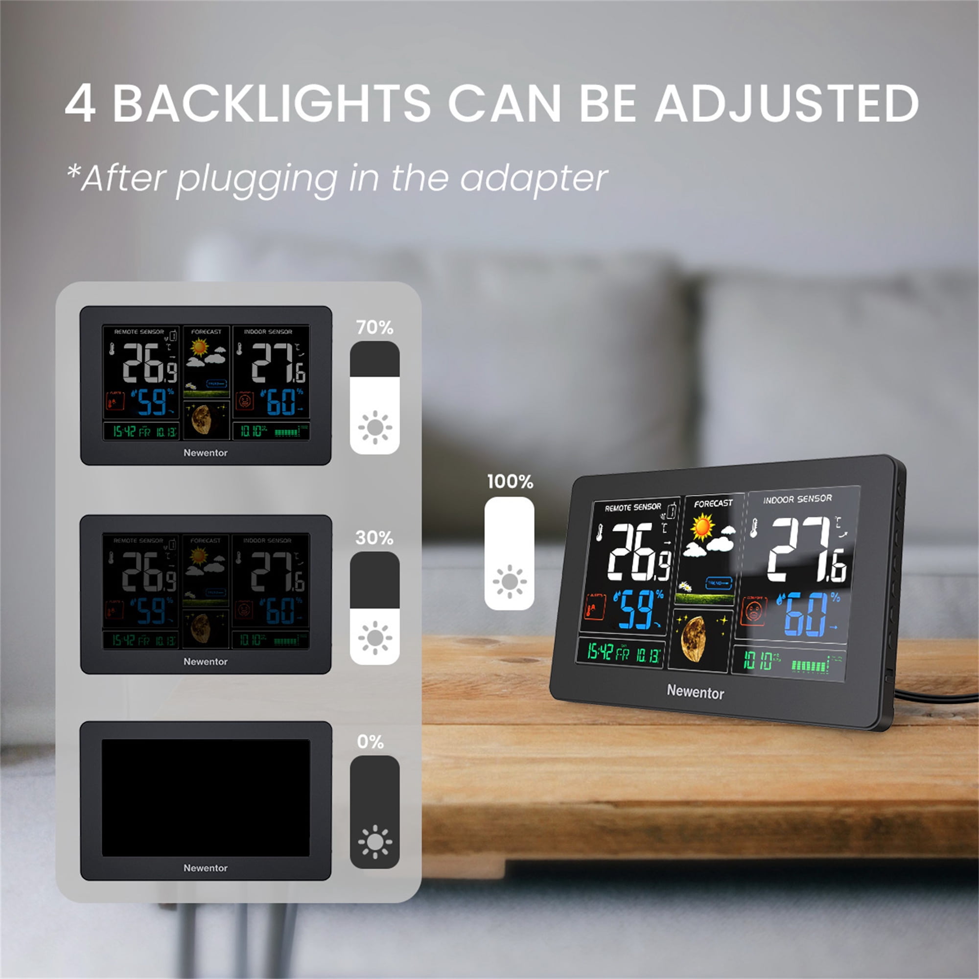 Weather Station for Home with 2 Outdoor Sensor, Black