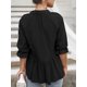 thumbnail image 2 of Blusa, Blusa de media manga para mujer con cuello en V y cuello en V suelta Tomshoo Negro/Grande, 2 of 7