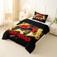 thumbnail image 3 of Castle Fairy Neon Off-Road Truck Twin Comforter Sets 3-Piece for Kids, Lightning Flame Design Bedding Set for Bedroom, Red Orange,Black Reversible, 3 of 6
