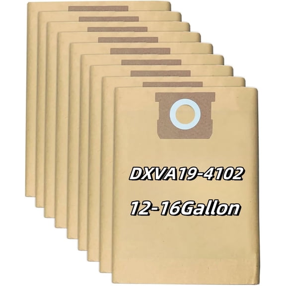 9 Pack Dxva19-4102 Dust Bags, High Efficiency Replacement Vacuum Bags Compatible with DEWALT 12 to 16 Gallon Wet/Dry Vacuum Cleaner Models DXV12P DXV14P DXV16P DXV16PA DXV16S