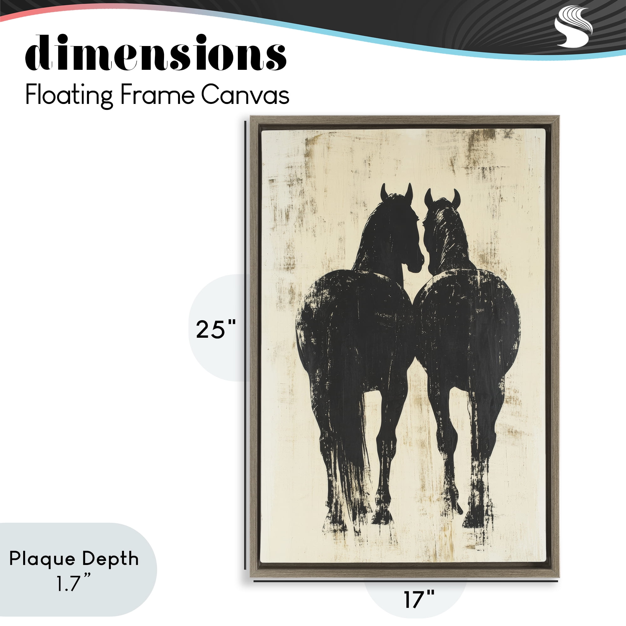 Stupell Industries Twin Horses Facing Away Brown Framed Floater Canvas Wall Art, design by Petal Prints Design