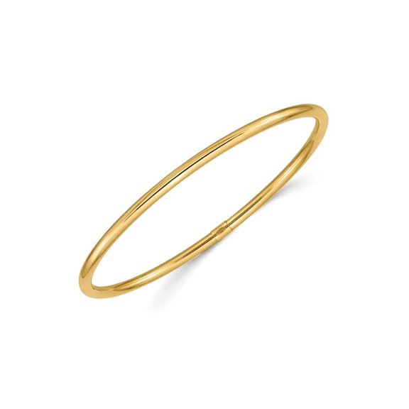 Primal Gold 14 Karat Yellow Gold 3mm Round Tube Slip-on Bangle