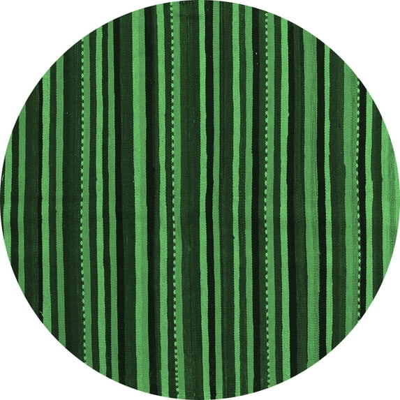 Ahgly Company Indoor Round Abstract Emerald Green Contemporary Area Rugs, 8' Round