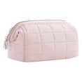 thumbnail image 1 of Bolsa de maquillaje de gran capacidad, organizador de maquillaje de viaje, neceser portátil Rosa, 1 of 8