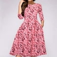 thumbnail image 3 of IDALL Summer Dresses,Floral Dress Party Aline Vintage Women Elegent Dress Vestidos Printing Women's Dress Petite Dresses,Modest Dresses,Womens Dresses Pink Dress M, 3 of 4