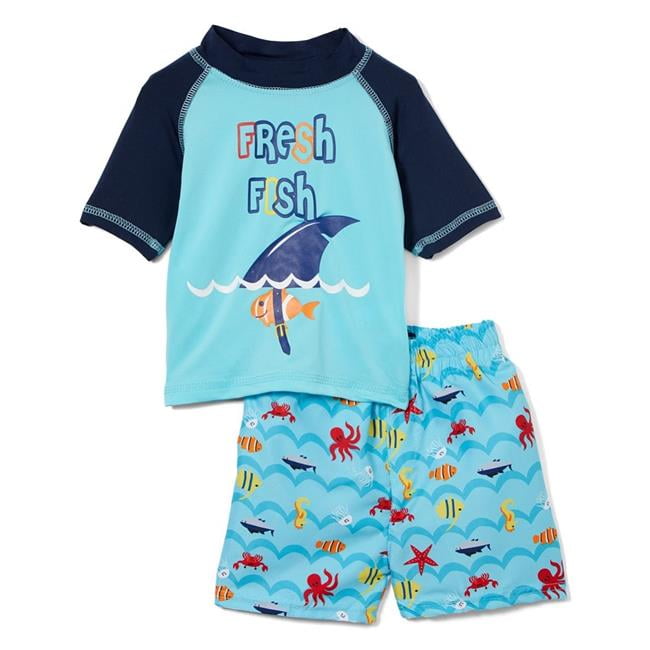 Sweet & Soft 2344535 Baby Boys Swim Short & Short Sleeve Rash Guard