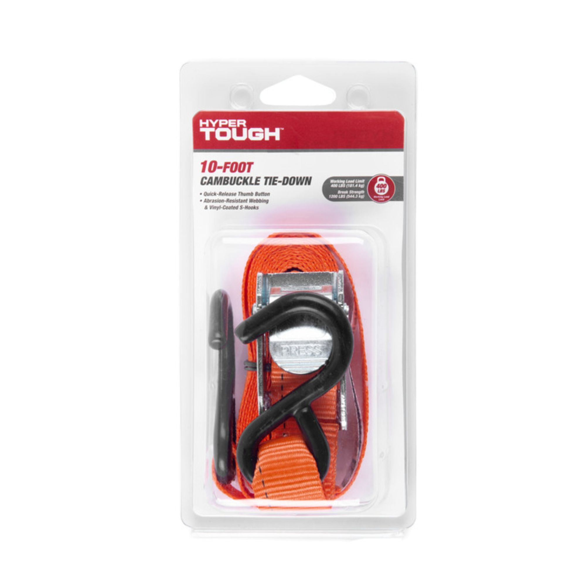 Hyper Tough 10 ft x 1 in Cam Buckle Tie Down Strap, 400 lbs. WWL