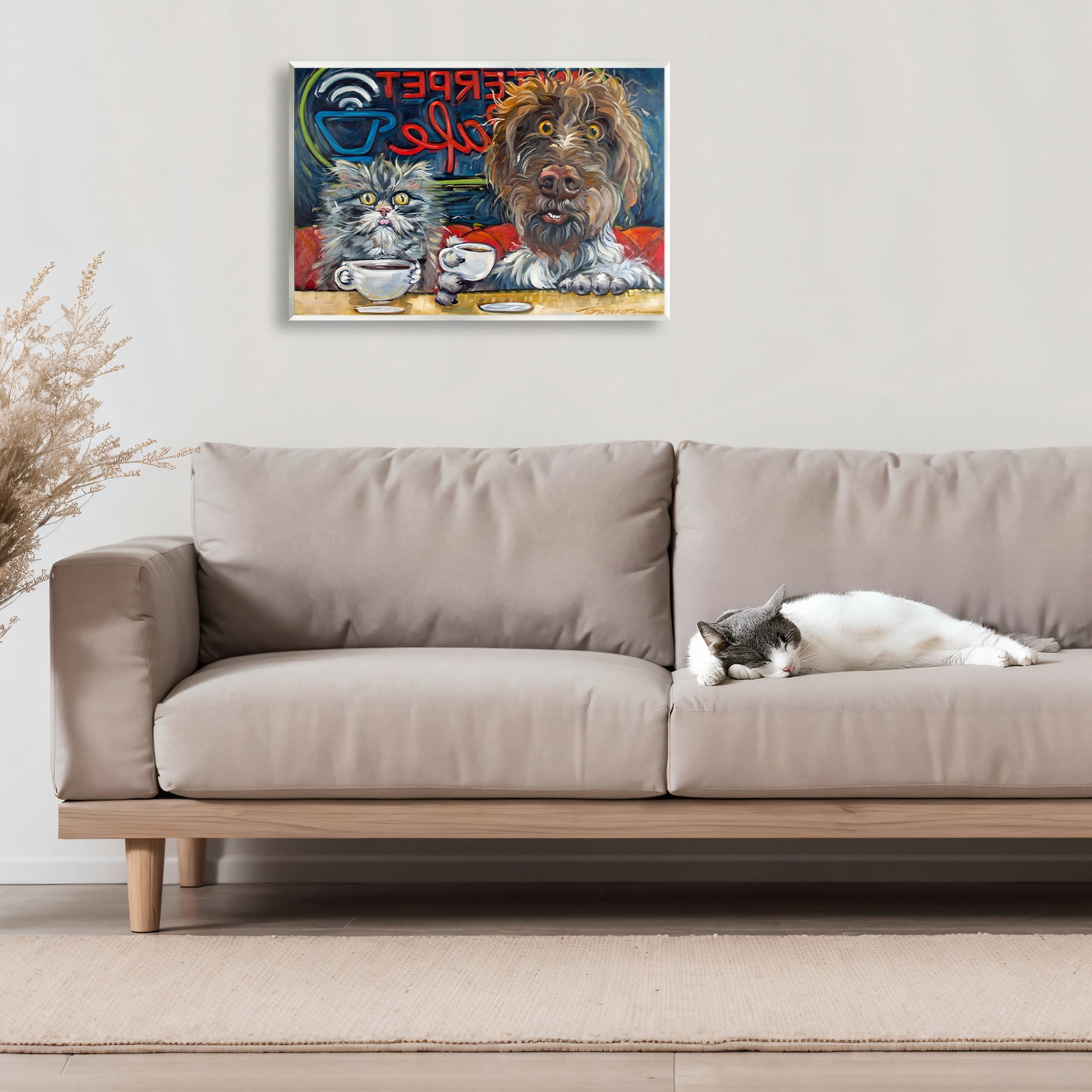 Stupell Industries Pets Wired At The Cafe Wall Plaque Art, design by CR Townsend