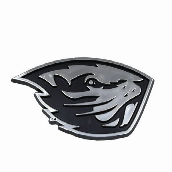 Oregon State University Beavers Auto Emblem, Plastic Molded, Silver Chrome Color, Raised 3D Effect, Adhesive Backing