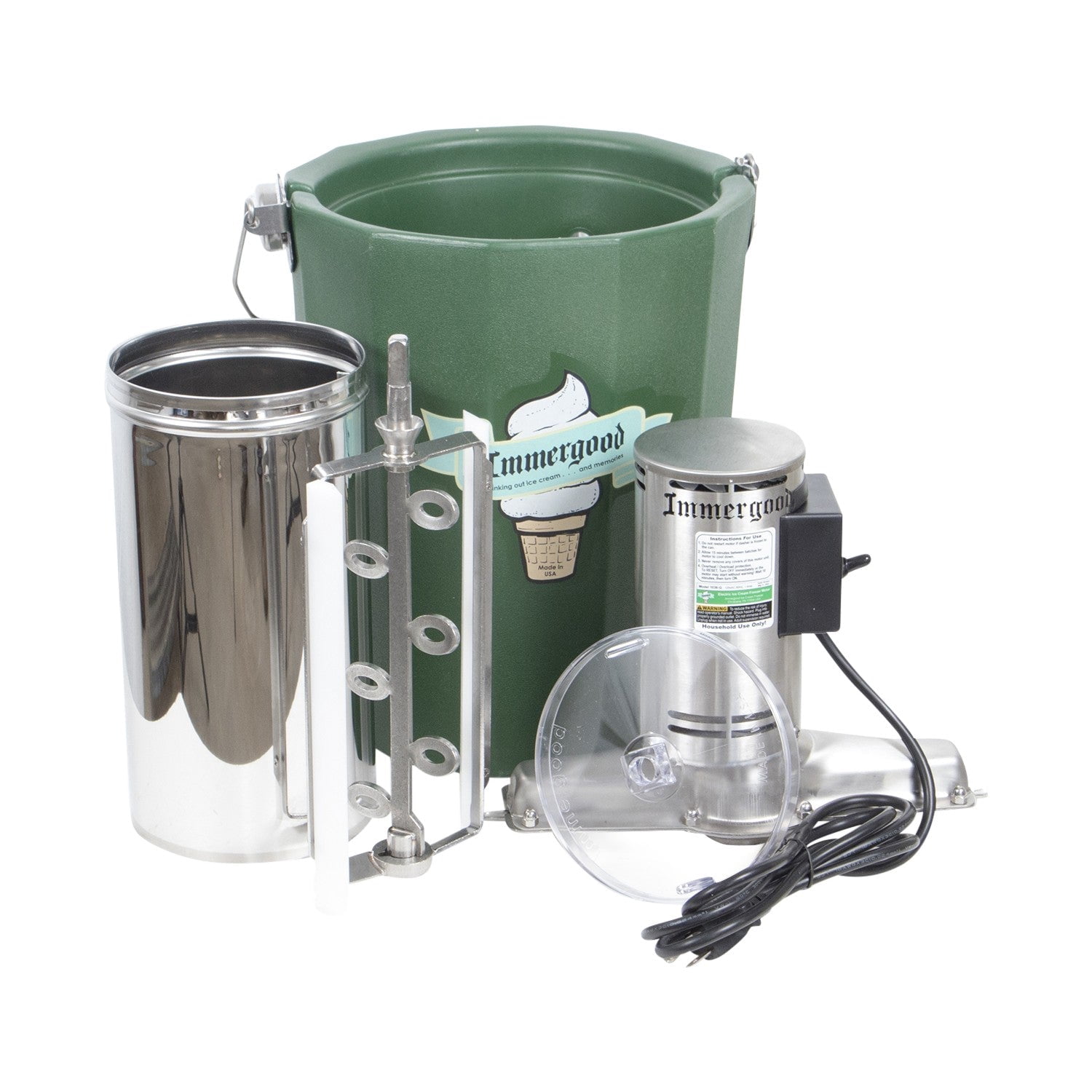 Immergood - 6 Quart Electric Ice Cream Maker - Stainless Steel - Leakproof Tub - Triple action dasher