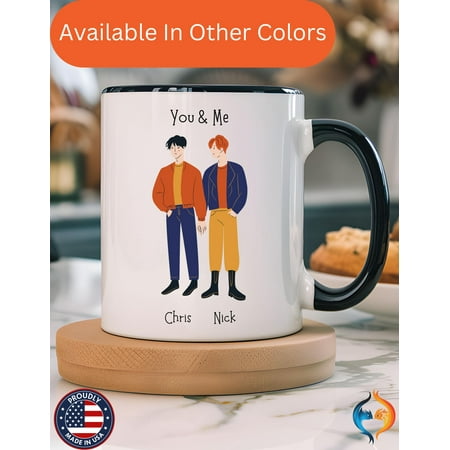 Personalized LGBTQ+ Mug, Gay Couple Romantic Ceramic Coffee Cup