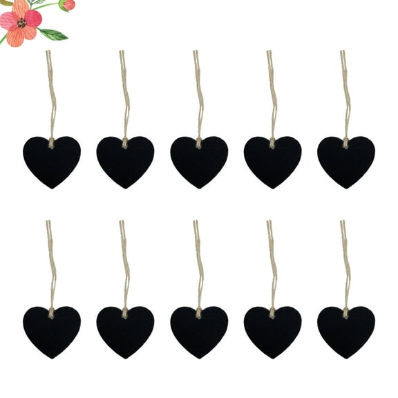 TEHAUX Black Heart-Shaped Wooden Tags for Decoration and Crafting 20Pcs