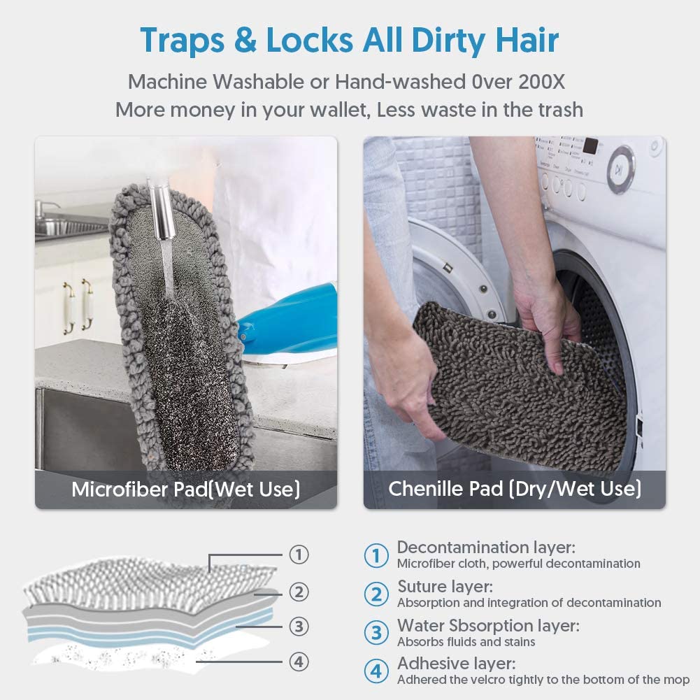 SUPTREE Microfiber Spray Floor Mop with 3 Washable Pads photo 7