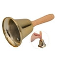 thumbnail image 3 of MOVTOTOP 1Set Golden Hand Bell for Classroom Use Gate Bell Round Iron Wood, 3 of 7