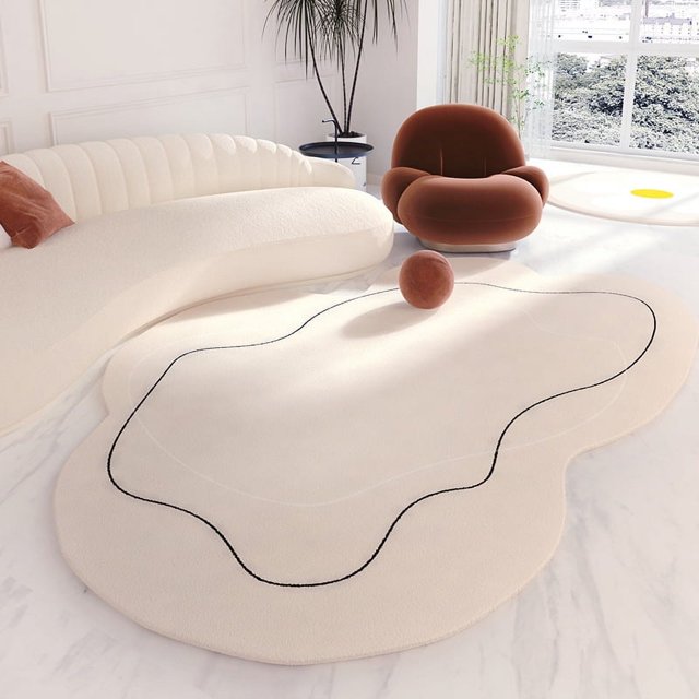Alfombra de sala de estar de estilo crema, alfombra de invierno de imitación de cachemira gruesa, alfombra de cabecera, alfombra antideslizante para sofá de hogar, alfombra para dormitorio
