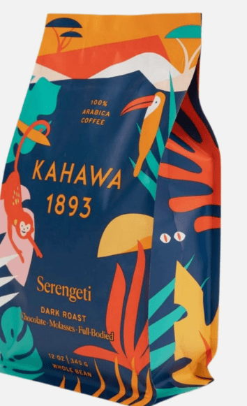 Kahawa 1893 - Coffee Whole Bean Dark Roasted Serengeti - Case of 6-12 OZ