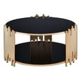 thumbnail image 2 of Bowery Hill Round Glass Top Coffee Table in Black and Gold, 2 of 4