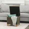 thumbnail image 2 of Fabric Storage Ottoman with Hinged Lid, Square Foot Rest Stool Tufted Cube Footstool, Moss Yellow-Green, 2 of 14
