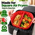 thumbnail image 4 of Reusable Divided Air Fryer Silicone Liner, Square Cooking Tray Insert, Raised Ridges for Grease Drainage, Built-In Side Handles for Easy Lifting, Akmoler, 4 of 8