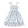 thumbnail image 3 of MEZZALL Girls Dress Floral Print Smocked With Bow And Ruffled For Party Beach Sleeveless Spaghetti Strap Stylish Dresses, 3 of 5