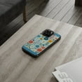 thumbnail image 2 of DistinctInk Clear Hybrid Case for Apple iPhone 15 Pro Max (6.7" Screen) - Cartoon Spring Flowers Dance on Blue - Tempered Glass Back, 2 of 8