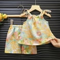 thumbnail image 2 of CAUYDY Baby Girls 2-Piece Set Toddler Girls Tank Top & Shorts Summer Set Casual Spring Summer Outfit for Kids 3T 4T 5T 6T Little Girls Big Girls Pajamas Set (Sizes 4-5 Years,D1-Yellow), 2 of 4