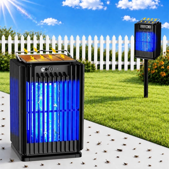 Rossetta Solar Bug Zapper Outdoor, Waterproof Mosquito Zapper 5000mAh Rechargeable Type-C&Solar Powered Fly Zapper for Patio Backyard Camping