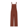 thumbnail image 2 of WREESH Womens Overalls Spring Summerl Solid Color Fashion Casual Pocket Cotton and Linen Sleeveless Jumpsuit Red, 2 of 5