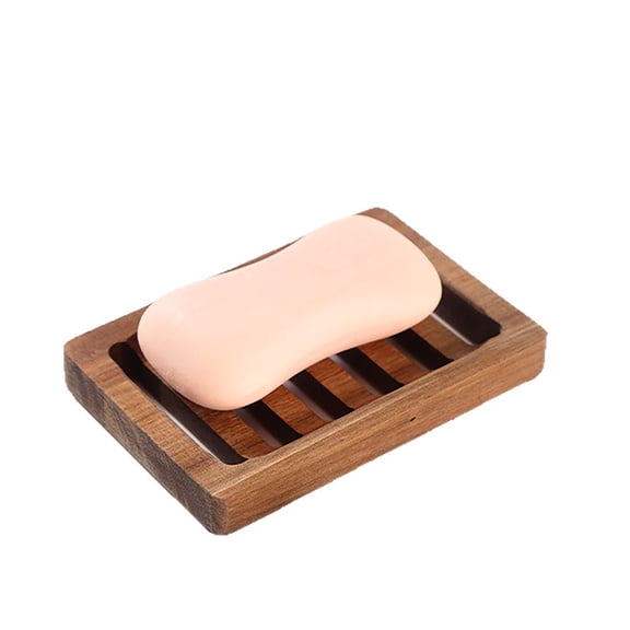 NXUJEUG 1 Pack Bamboo Wood Soap Dish Bar Soap Holder with Self Draining Tray Natural Waterfall Drain Soap Saver for Shower Bathroom
