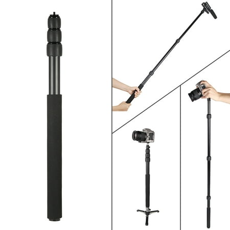 Protable Compact Lightweight Extendable Mini 2in1 Zoom Microphone Boom Pole Camera Monopod Padded Handle Lock 3