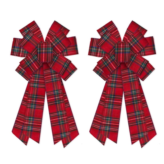 Hying Large Christmas Bows for Wreath,Vintage Red Buffalo Plaid Wreath Bow Xmas Decor Bows