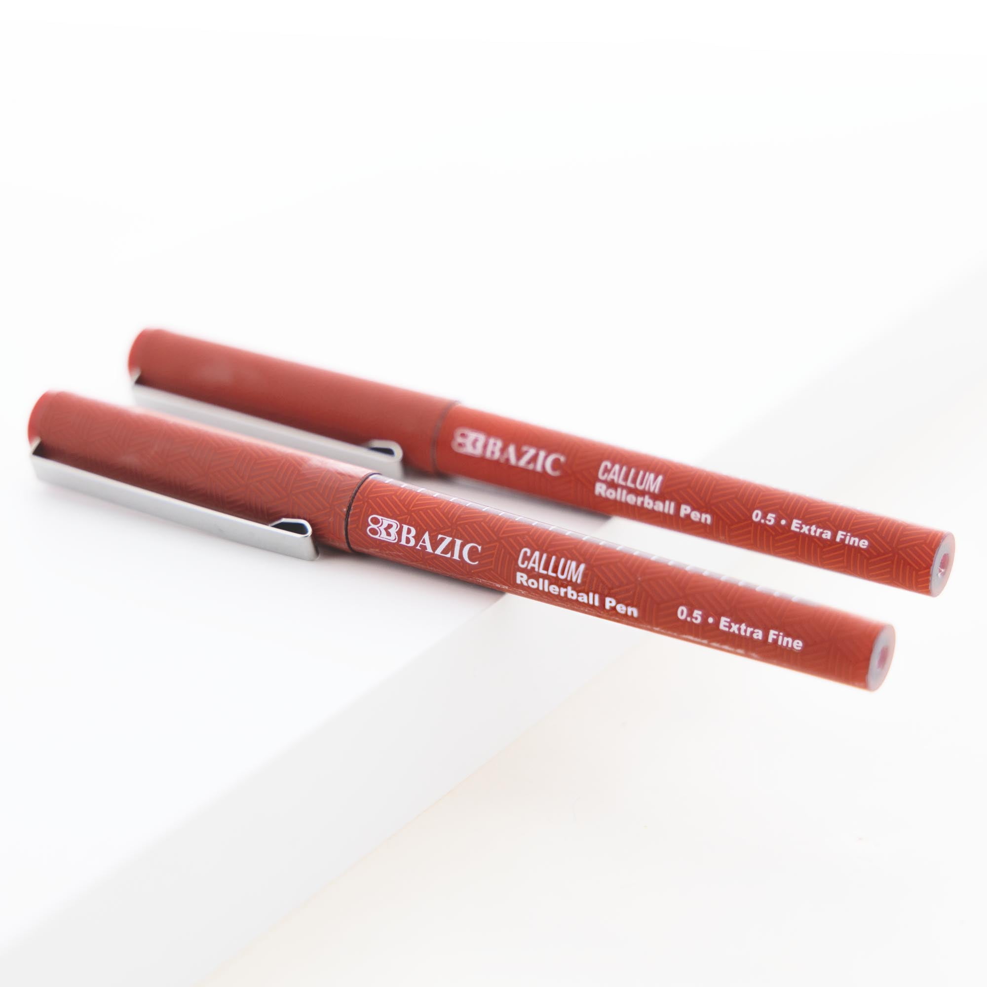 BAZIC Callum 0.5mm Rollerball Pen, Red Ink Needle Tip Fine Point Ink Pens (2/Pack), 24-Packs