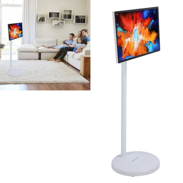 Écran Intelligent 24 Pouces avec Support de Poteau, Moniteur Portable 1080p IPS avec Écran Tactile, Écran Tactile Mobile 6+128G pour Diffusion en Continu en Direct Divertissement à Domicile