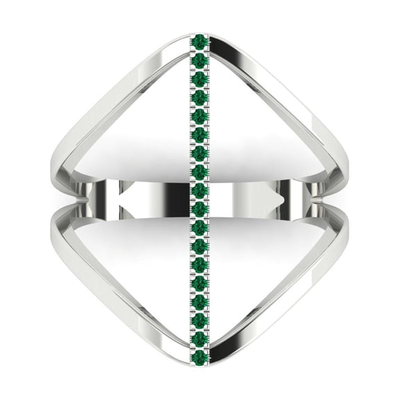 Statement Engagement Ring for Women - 0.09ct Simulated Emerald in 18K White Gold Promise Ring